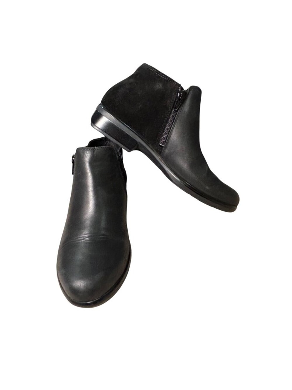 NAOT Helm Black Suede Leather Ankle Booties Women's EU 36 Double Side Zippers